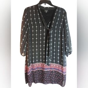 Lily Rose Boho Mini Flowy Dress Size M Shear With Lining Tie Front Party Trip